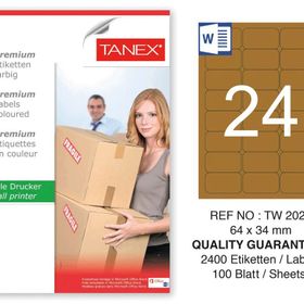 Tanex TW-2024 64x34 mm 100'lü Kraft Etiket