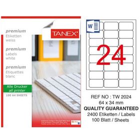 Tanex TW-2024 64x34 mm 25'li Polyester Etiket