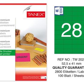 Tanex TW-2028 52.5x41 mm 100'lü Yeşil Floresan Laser Etiket