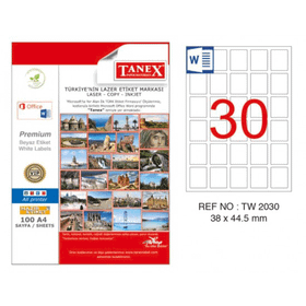Tanex TW-2030 38x44.5 mm 100 Adet Laser Etiket