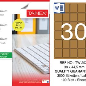 Tanex TW-2030 38x44.5 mm 100'lü Kraft Etiket