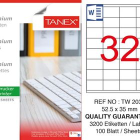 Tanex TW-2032 52.5x35 mm 100'lü Sökülebilir Etiket