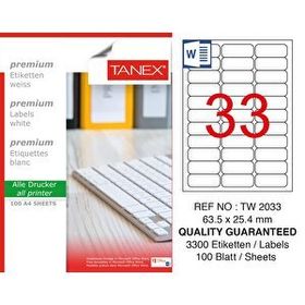 Tanex TW-2033 100'lü Paket Laser Etiket