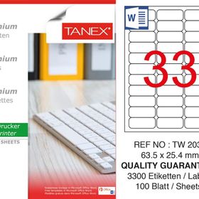 Tanex TW-2033 63.5x25.4 mm Sökülebilir Laser Etiket