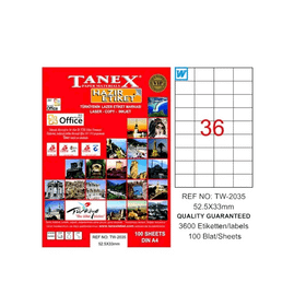 Tanex TW-2035 52.5x33 mm 100 Adet Laser Etiket