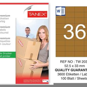 Tanex TW-2035 52.5x33 mm 100'lü Kraft Etiket
