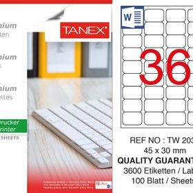 Tanex TW-2036 45x30 mm 100'lü Sökülebilir Etiket