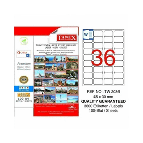 Tanex TW-2036 45x30 mm Laser Etiket
