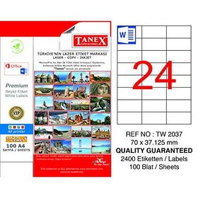 Tanex TW-2037 70x37.125 mm 100 Adet Laser Etiket