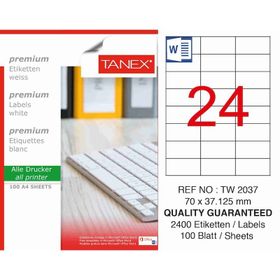 Tanex TW-2037 70x37.125 mm 100 Adet Laser Etiket