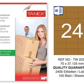 Tanex TW-2037 70x37.125 mm 100'lü Kraft Etiket