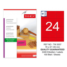 Tanex TW-2037 Premium 70x37,125 mm 100'lü A4 Lazer Etiket