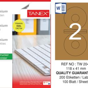 Tanex TW-2041 118x41 mm 100'lü Kraft Etiket
