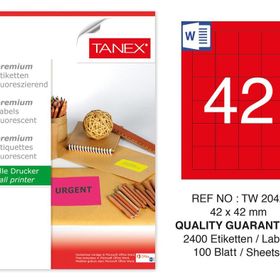 Tanex TW-2042 42x42 mm 100'lü Kırmızı Floresan Laser Etiket