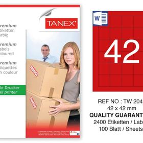 Tanex TW-2042 42x42 mm 100'lü Kırmızı Pastel Laser Etiket