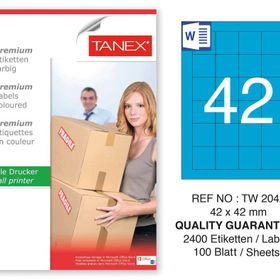 Tanex TW-2042 42x42 mm 100'lü Mavi Pastel Laser Etiket