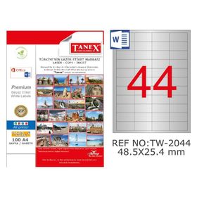 Tanex TW-2044 25x44 1100'lü Gümüş Lazer Etiket