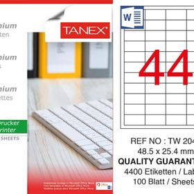 Tanex TW-2044 48.5x24.5 mm 100'lü Sökülebilir Etiket