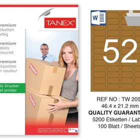 Tanex TW-2052 46.4x21.2 mm 100'lü Kraft Etiket