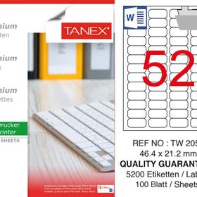 Tanex TW-2052 46.4x21.2 mm 100'lü Sökülebilir Etiket