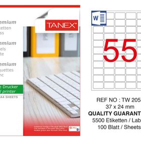 Tanex TW-2055 37x24 mm 100'lü Sökülebilir Etiket