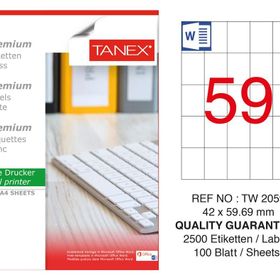 Tanex TW-2059 42x59.69 mm 100'lü Sökülebilir Etiket