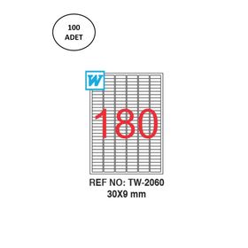 Tanex TW-2060 30x09 mm 100 Adet Lazer Etiket