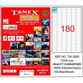 Tanex TW-2060 30x9 mm 100 Adet Laser Etiket