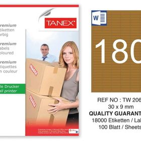 Tanex TW-2060 30x9 mm 100'lü Kraft Etiket