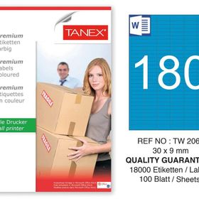 Tanex TW-2060 30x9 mm 100'lü Mavi Pastel Laser Etiket