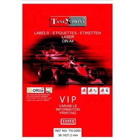 Tanex TW-2065 38.1x21.2 mm Polyester 25 Adet Laser Etiket