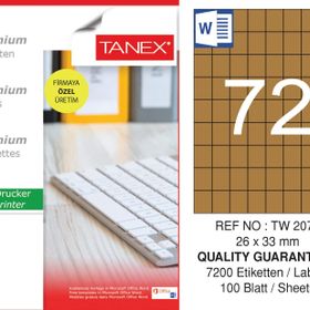 Tanex TW-2072 26.25x33 mm 100'lü Kraft Etiket