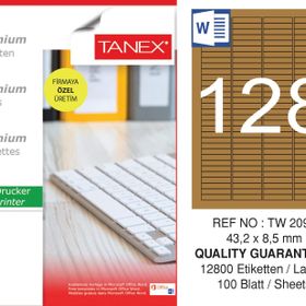 Tanex TW-2096 43.2x8.5 mm 100'lü Kraft Etiket