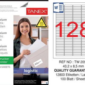 Tanex TW-2096 43.2x8.5 mm Sevkiyat ve Lojistik Etiketi