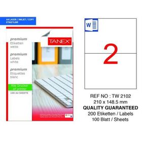 Tanex TW-2102 210x148.5 mm 100 Adet Laser Etiket