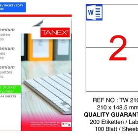 Tanex TW-2102 210x148.5 mm 100 Adet Laser Etiket