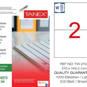 Tanex TW-2102 210x148.5 mm 500'lü Laser Etiket