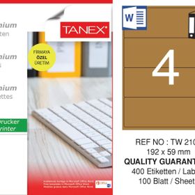 Tanex TW-2104 192x59 mm 100'lü Kraft Etiket