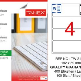 Tanex TW-2104 192x59 mm 100'lü Sökülebilir Etiket