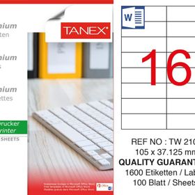 Tanex TW-2105 105x37.125 mm 100'lü Sökülebilir Etiket