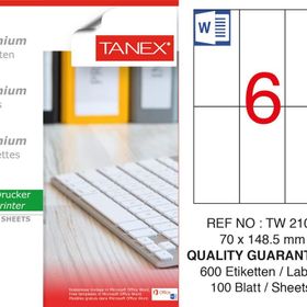 Tanex TW-2106 70x148.5 mm 100'lü Sökülebilir Etiket