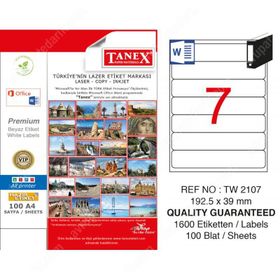 Tanex TW-2107 192x39 mm Lazer Etiket