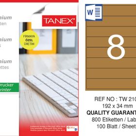 Tanex TW-2108 192x34 mm 100'lü Kraft Etiket