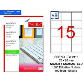 Tanex TW-2115 70x56 mm 100 Adet Laser Etiket