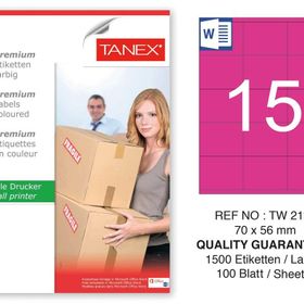 Tanex TW-2115 70x56 mm 100'lü Pembe Pastel Laser Etiket