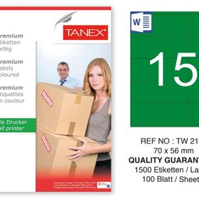 Tanex TW-2115 70x56 mm 100'lü Yeşil Pastel Laser Etiket