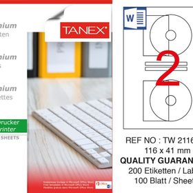 Tanex TW-2116 116x41 mm 100'lü Sökülebilir Etiket