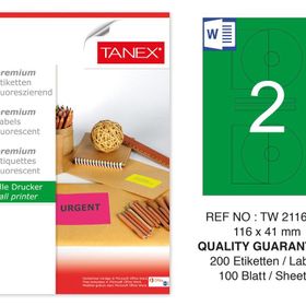 Tanex TW-2116 116x41 mm 100'lü Yeşil Floresan Laser Etiket