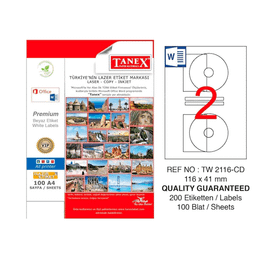 Tanex TW-2116 116x41 mm Laser Etiket