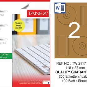 Tanex TW-2117 118x37 mm 100'lü Kraft Etiket